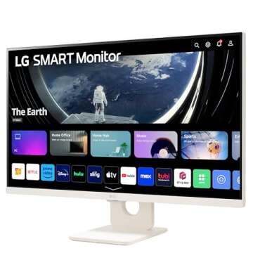 LG 27SR50F-W MyView Smart Monitor 27-Inch FHD (1920x1080) IPS Display, webOS 23, HDR 10, x2 Built-in Speakers, AirPlay 2, Screen Share, Bluetooth, ThinQ App, Remote Control, White