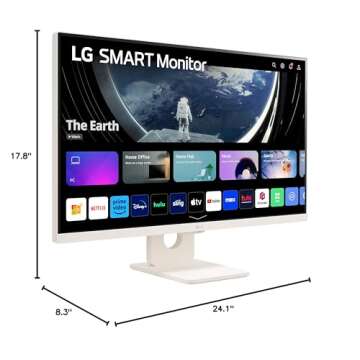 LG 27SR50F-W MyView Smart Monitor 27-Inch FHD (1920x1080) IPS Display, webOS 23, HDR 10, x2 Built-in Speakers, AirPlay 2, Screen Share, Bluetooth, ThinQ App, Remote Control, White
