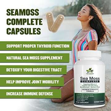 Plant Based Jeff Wildcrafted Sea Moss Capsules - 60 Count, Immune Defense Supplement, Natural Superf...