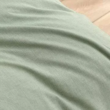 BESTOUCH Duvet Cover Set 100% Washed Cotton Linen Feel Super Soft Comfortable Chic Lightweight 3 PCs Home Bedding Set Solid Green Queen