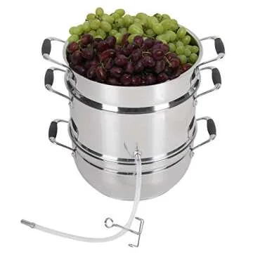 VINEYARD Deluxe Stainless Steel Steam Juicer & Roaster Set - Induction Friendly, Tempered Glass Lid, Cool-Touch Handles, 8 Quart Capacity