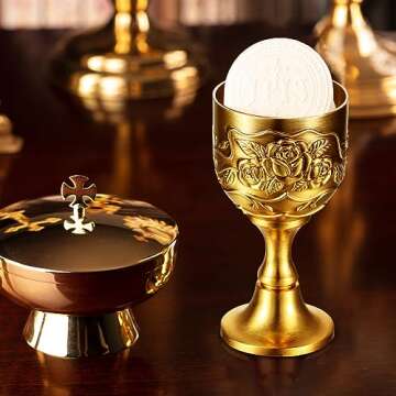 Nosiny 24 Pcs Mini Chalice Goblet Vintage Gold Goblet Copper Wine Goblet Small Chalice Cup Medieval Wine Glasses Zinc Alloy Flower Embossed Shot Glasses for First Communion Altar Drinking (1 oz)