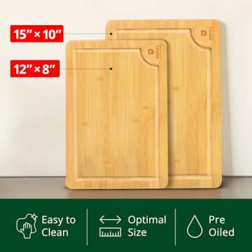 ROYAL CRAFT WOOD Premium Bamboo Cutting Boards - Versatile Meal Prep & Serving Essentials (2 Pcs)