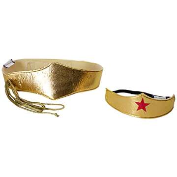 Rubies Wonder Woman Accessory Kit: Tiara, Belt, Gauntlets Set for Adults