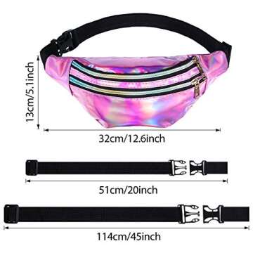 Frienda 2 Pieces Holographic Fanny Pack for Women Colorful Sport Waist Bag Pack(Shiny Silver, Pink)