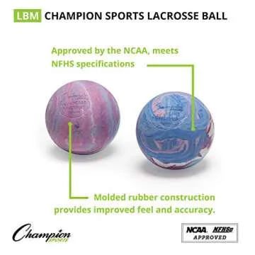 Champion Sports Colored Lacrosse Balls:Multicolor Official Size Sporting Goods Equipment for Professional,College & Grade School Games,Practices & Recreation-NCAA,NFHS and SEI Certified - (Pack of 2)