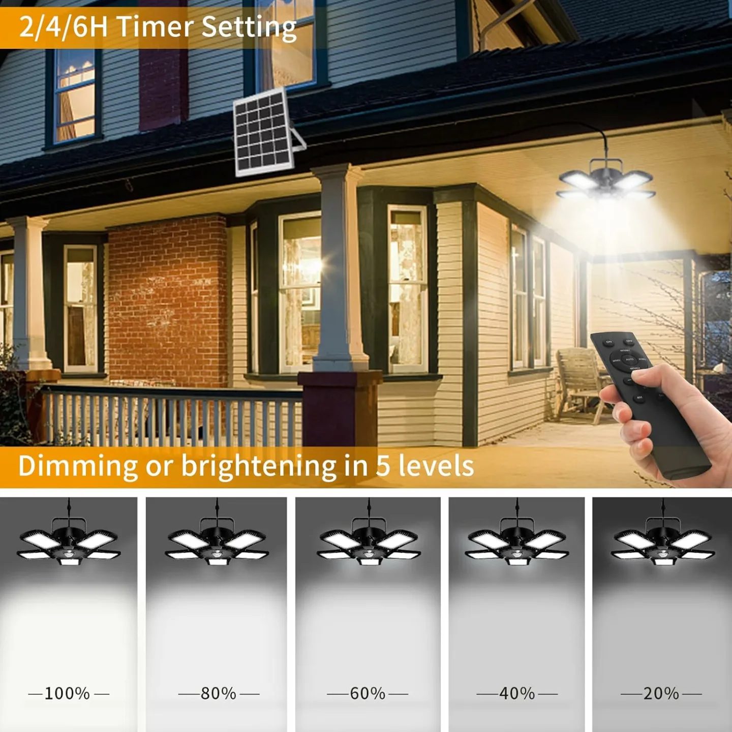 Solar Shed Light with Remote & Adjustable Panels