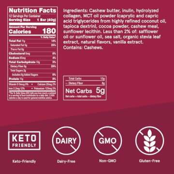 Bulletproof Fudge Brownie Collagen Protein Bars, Pack of 12, Keto-Friendly Snack with MCT Oil, Grass...