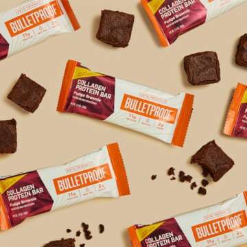 Bulletproof Fudge Brownie Collagen Protein Bars, Pack of 12, Keto-Friendly Snack with MCT Oil, Grass-fed Collagen, No Added Sugar