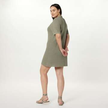 The Drop Women's Melia Collared Crochet Mini Dress Vetiver