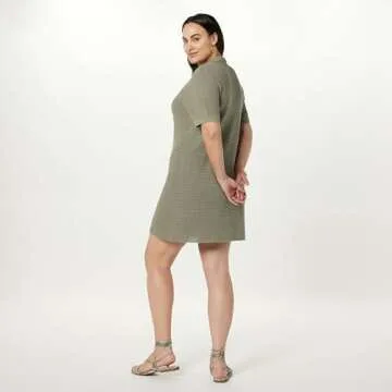 The Drop Women's Melia Collared Crochet Mini Dress Vetiver