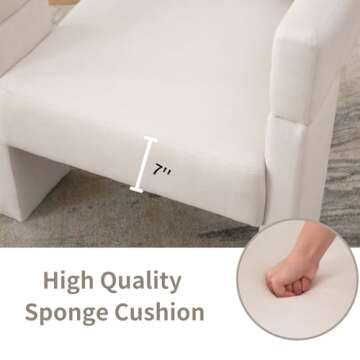 ROCITY Modern Barrel Accent Chair Beige Fabric Chair Upholstered Armchair Comfy Living Room Chair Side Sitting Chair for Bedroom Reading