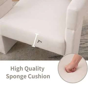 ROCITY Modern Barrel Accent Chair Beige Fabric Chair Upholstered Armchair Comfy Living Room Chair Side Sitting Chair for Bedroom Reading