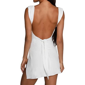 FORYTSSIC Women Sexy Lace Mini Dress Backless Party Wear