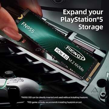 Fikwot FN955 4TB NVMe SSD M.2 2280 PCIe Gen4x4, Up to 7300MB/s, Internal Solid State Drive, Configure TLC Cache, Storage and Memory Expansion for PS5 Laptop Desktop