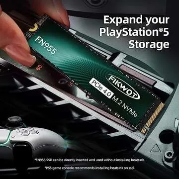 Fikwot FN955 4TB NVMe SSD M.2 2280 PCIe Gen4x4, Up to 7300MB/s, Internal Solid State Drive, Configure TLC Cache, Storage and Memory Expansion for PS5 Laptop Desktop