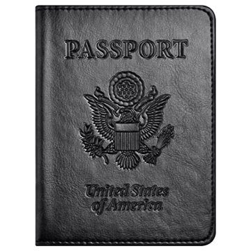 Eoehro Passport and Vaccine Card Holder Combo - Stylish & Functional - AA-Black