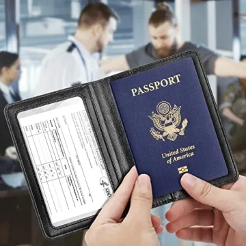 Eoehro Black Passport & Vaccine Card Holder Combo