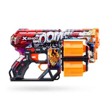 XShot Skins Dread & Menace (4 Pack + 48 Darts) by ZURU, Easy Reload, Toy Foam Dart Blaster for Kids, Teens, Adults, Frustration Free Packaging (Boom & K.O & Game Over & Camo)
