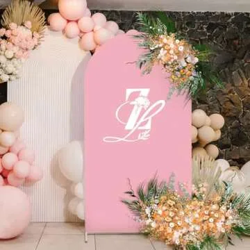 Babenest 6.6Ft Dusty Pink Wedding Arch Cover, Spandex Fitted Arch Backdrop Cover for Photography, Round Top Chiara Stand Cover for Party Ceremony Birthday Baby Shower Anniversary Decoration