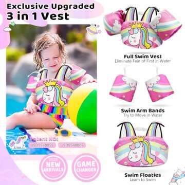 Vvinca Separable Toddler Swim Vest 22-66 Lbs | 2024 Exclusive 3 in 1 Float & Arm Bands