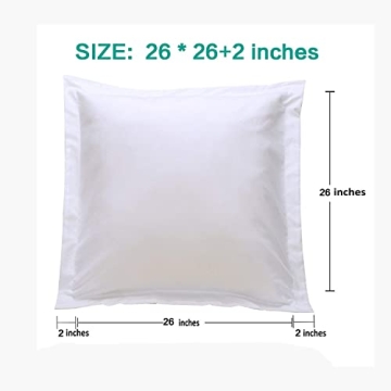 NTBAY 26x26 Euro Sham Covers - 2 Pack Brushed Microfiber 26x26 Pillow Covers - Soft, Wrinkle-Free, Fade-Resistant, Stain-Resistant, Euro Shams, Square Pillow Shams, White
