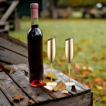 Gold Champagne Flutes Set - Unbreakable & Elegant Drinkware