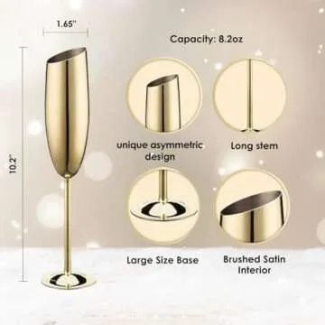 Gold Champagne Flutes Set - Unbreakable & Elegant Drinkware