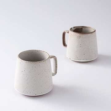 Delicha Handmade Ceramic Coffee Mug Tea Mug Beige, 4 colours 12oz - Microwavable, Porcelain Coffee C...