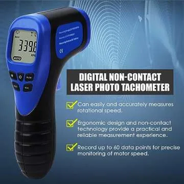 Laser Photo Tachometer Motor Speed Gauge Tester Non-Contact RPM Meter Motor Speed Gauge Gun - Accura...