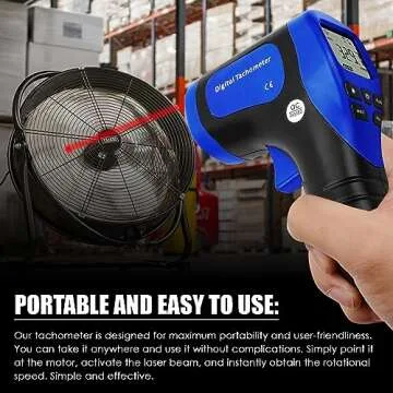 Laser Photo Tachometer Motor Speed Gauge Tester Non-Contact RPM Meter Motor Speed Gauge Gun - Accurate RPM Measurement with Rotational Record (Digital Tachometer)