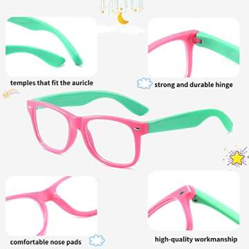 LUMDERIO Blue Light Blocking Glasses Kids Clear Glasses for Little Girls Boys, Geek Fake Nerd Eyeglasses for Costume Age 3-12