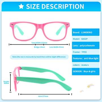 LUMDERIO Blue Light Blocking Glasses Kids Clear Glasses for Little Girls Boys, Geek Fake Nerd Eyeglasses for Costume Age 3-12