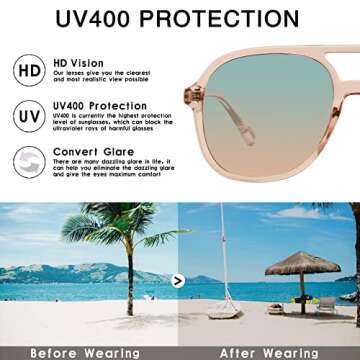 YDAOWKN Retro Square Aviator Sunglasses for All