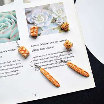 Toast Bread Dangle Earrings Resin Food Imitate Cute Funny Earrings for Women Birthday Party Gifts-2pcs A
