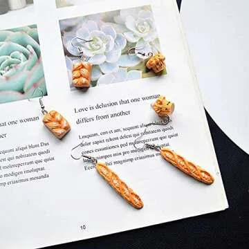 Toast Bread Dangle Earrings Resin Food Imitate Cute Funny Earrings for Women Birthday Party Gifts-2pcs A