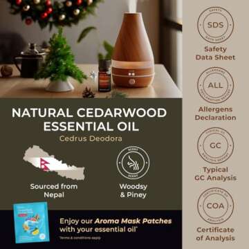Gya Labs Cedarwood Essential Oil for Hair and Diffuser - 0.34 Fl Oz - 100% Pure Natural Cedarwood Oil for Hair Aromatherapy Skin & Candle Making - Fresh Woodsy Piney Scent