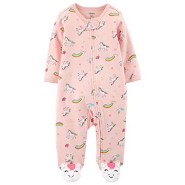 Carter's Baby Girls' Footie Sleep N Play (3 Months, Pink Unicorn)