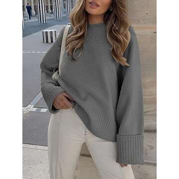 ANRABESS Women's Oversized Crewneck Long Sleeve Fuzzy Knit Casual Chunky Warm 2024 Fall Pullover Swe...