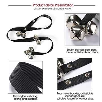 ROPO 2 Dog Bells for Door Potty Training, Adjustable Nylon Dog Doorbell with Whistle for Dogs to Ring to Go Outside, Suitable Puppy Doggie Dog Training & All Door Handles of Various Sizes