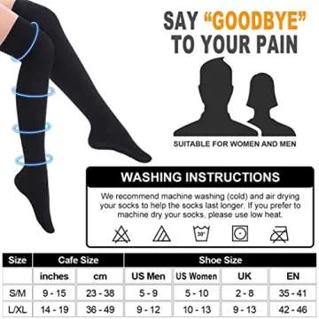 CHARMKING 3 Pairs Thigh High Compression Socks for Women and Men 15-20 mmHg Boost Circulation and All Day Comfort (S/M, Black/White/Beige)