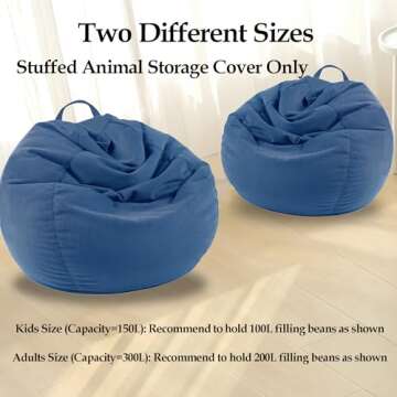 LPMOERA Stuffed Animal Storage Bean Bag Chair Cover - Eco-Friendly & Cozy for Kids, Adults, and Pets