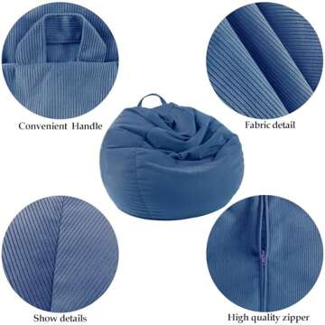 LPMOERA Eco-Friendly Stuffed Animal Storage Bean Bag Cover