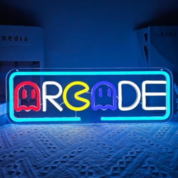 JanHune Arcade Neon Sign Gaming Neon Signs for Wall Decor Ghost Game Neon Lights LED Light Up Signs ...