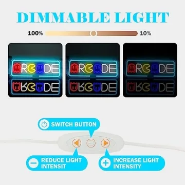 JanHune Arcade Neon Sign Gaming Neon Signs for Wall Decor Ghost Game Neon Lights LED Light Up Signs for Gaming Room Man Cave Bedroom Neon Wall Light Gift for Arcade Gamer Teens