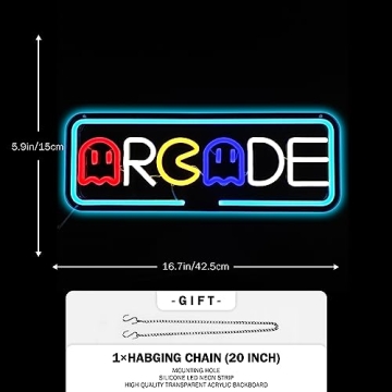 JanHune Arcade Neon Sign Gaming Neon Signs for Wall Decor Ghost Game Neon Lights LED Light Up Signs for Gaming Room Man Cave Bedroom Neon Wall Light Gift for Arcade Gamer Teens