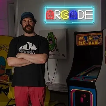 JanHune Arcade Neon Sign Gaming Neon Signs for Wall Decor Ghost Game Neon Lights LED Light Up Signs for Gaming Room Man Cave Bedroom Neon Wall Light Gift for Arcade Gamer Teens
