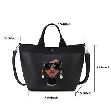 ENJOININ Novelty 3D Lady Face Purse for Women Casual Shopping Bag Top Handle Satchel Handbags Shoulder Bag Totes