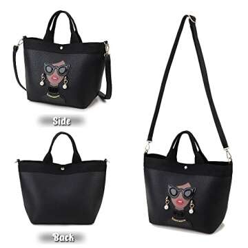 ENJOININ Novelty 3D Lady Face Purse for Women Casual Shopping Bag Top Handle Satchel Handbags Shoulder Bag Totes