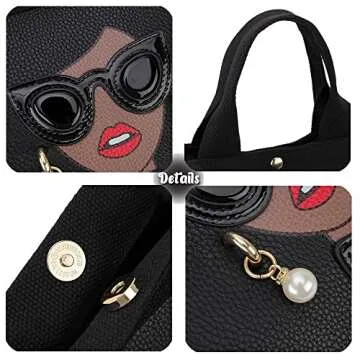 ENJOININ Novelty 3D Lady Face Purse for Women Casual Shopping Bag Top Handle Satchel Handbags Shoulder Bag Totes
